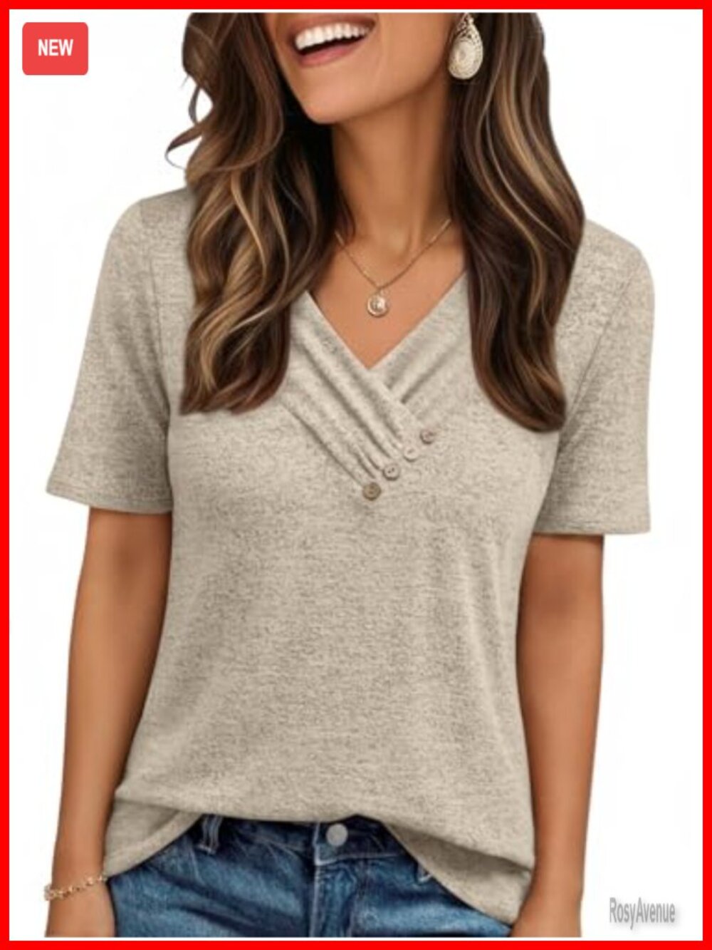 Womens V Neck Short Sleeve Tunic Top Ruched Detail Business Casual Blouse